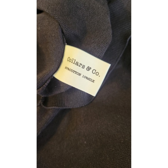 Collars & Co Polo Shirt Large Black Luxury Knit Silk Cotton Johnny Collar NWT - Picture 5 of 7